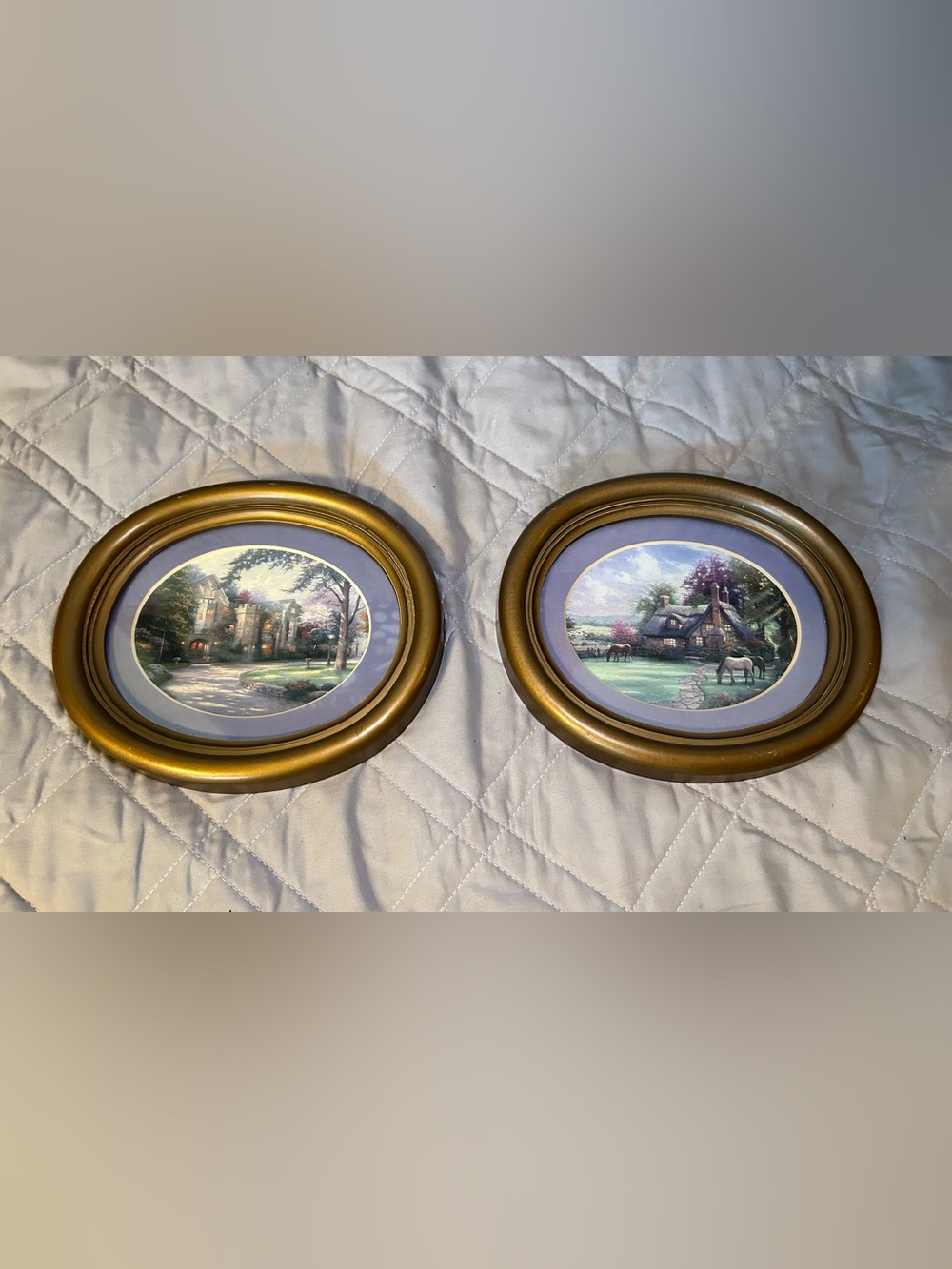 Vintage HOMECO Set of 2 Oval Framed Prints